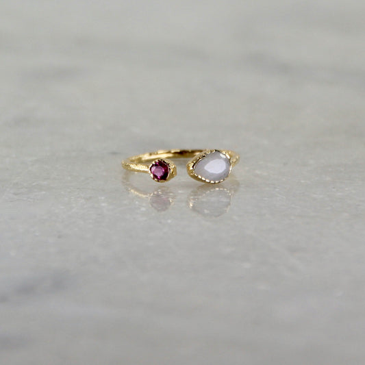 Sacred Treasures Moonstone & Tourmaline Ring