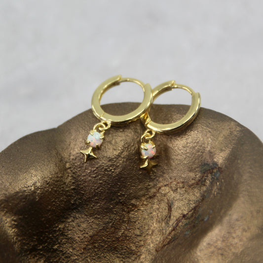 Celestial Stars Opal Hoop