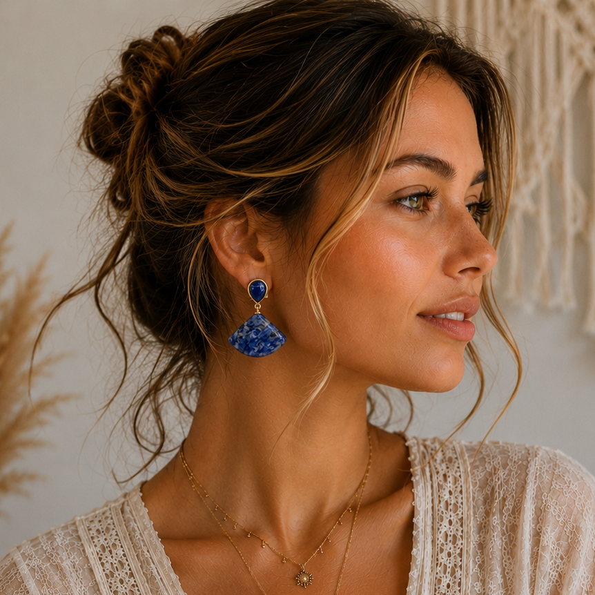 Venus Rising Gemstone Fan Drop Earring