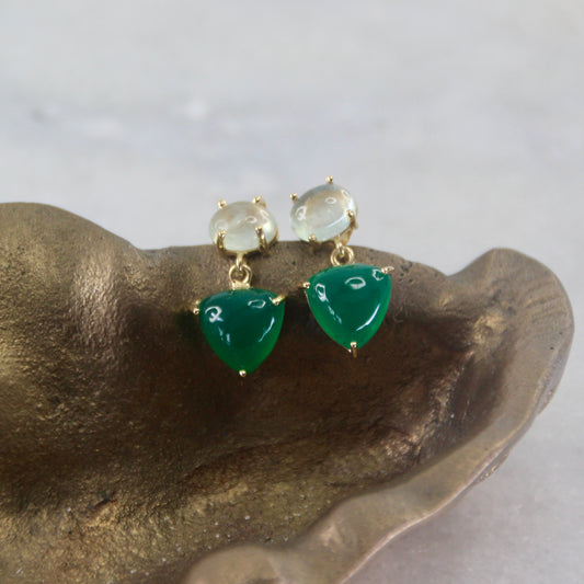 Mystic Bloom Green Onyx & Prenite Earrings