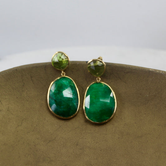 Spellbound Silimanite Emerald & Peridot Statement Earrings