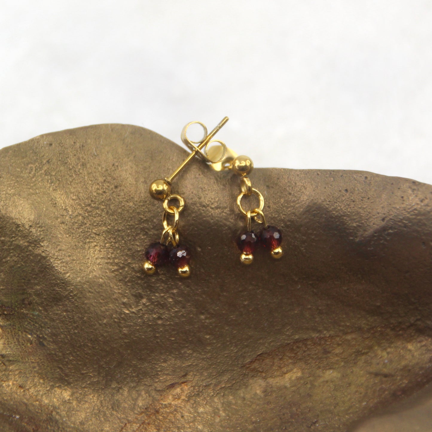 Golden Age Garnet Stud Earring