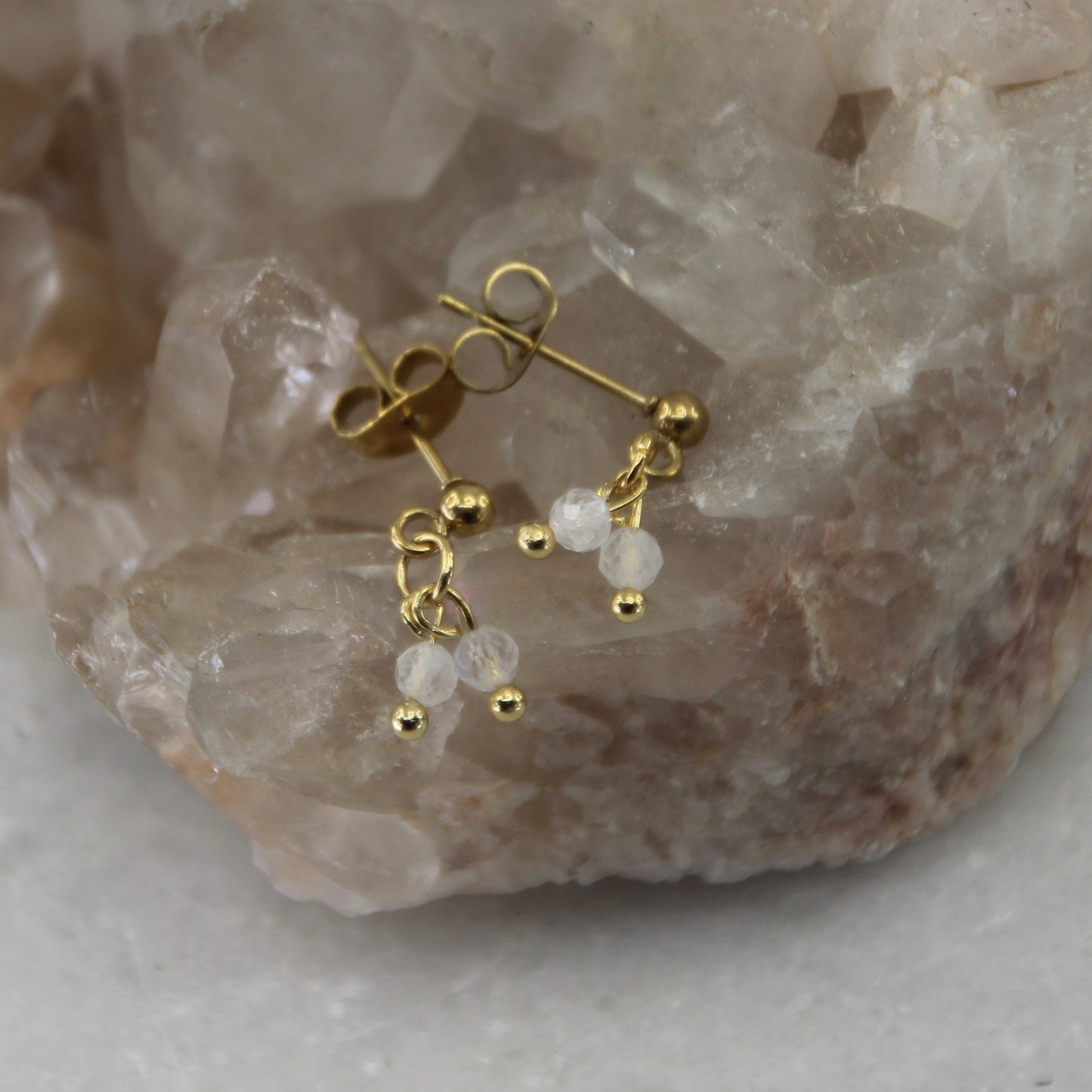 Golden Age Moonstone Stud Earring