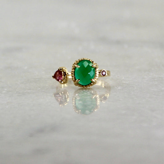 Secret Garden Pink Tourmaline & Green Onyx Ring