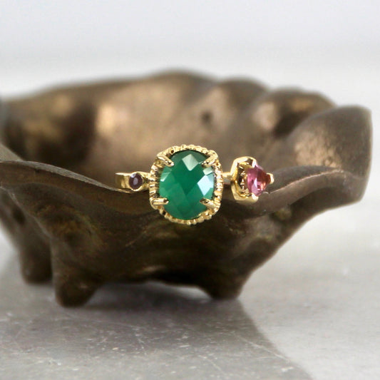 Secret Garden Pink Tourmaline & Green Onyx Ring