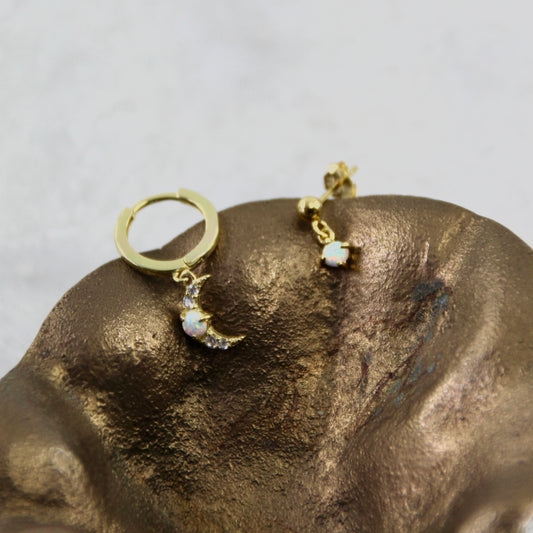 Celestial Moon Opal Earring