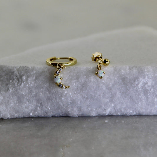 Celestial Moon Opal Earring
