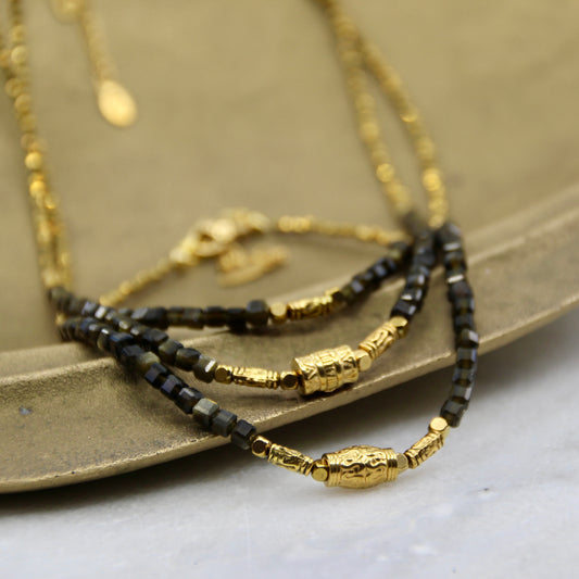 Nebula's Kiss Gold Obsidian Necklace