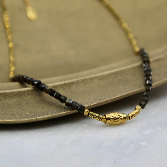 Nebula's Kiss Gold Obsidian Necklace