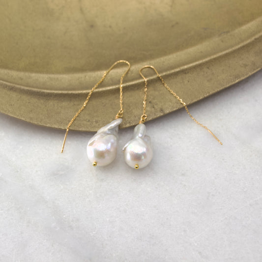 Baroque Freshwater Pearl Thread & Bar Earring