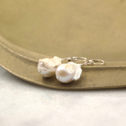 Fleur De Lis Baroque Freshwater Pearl Earring