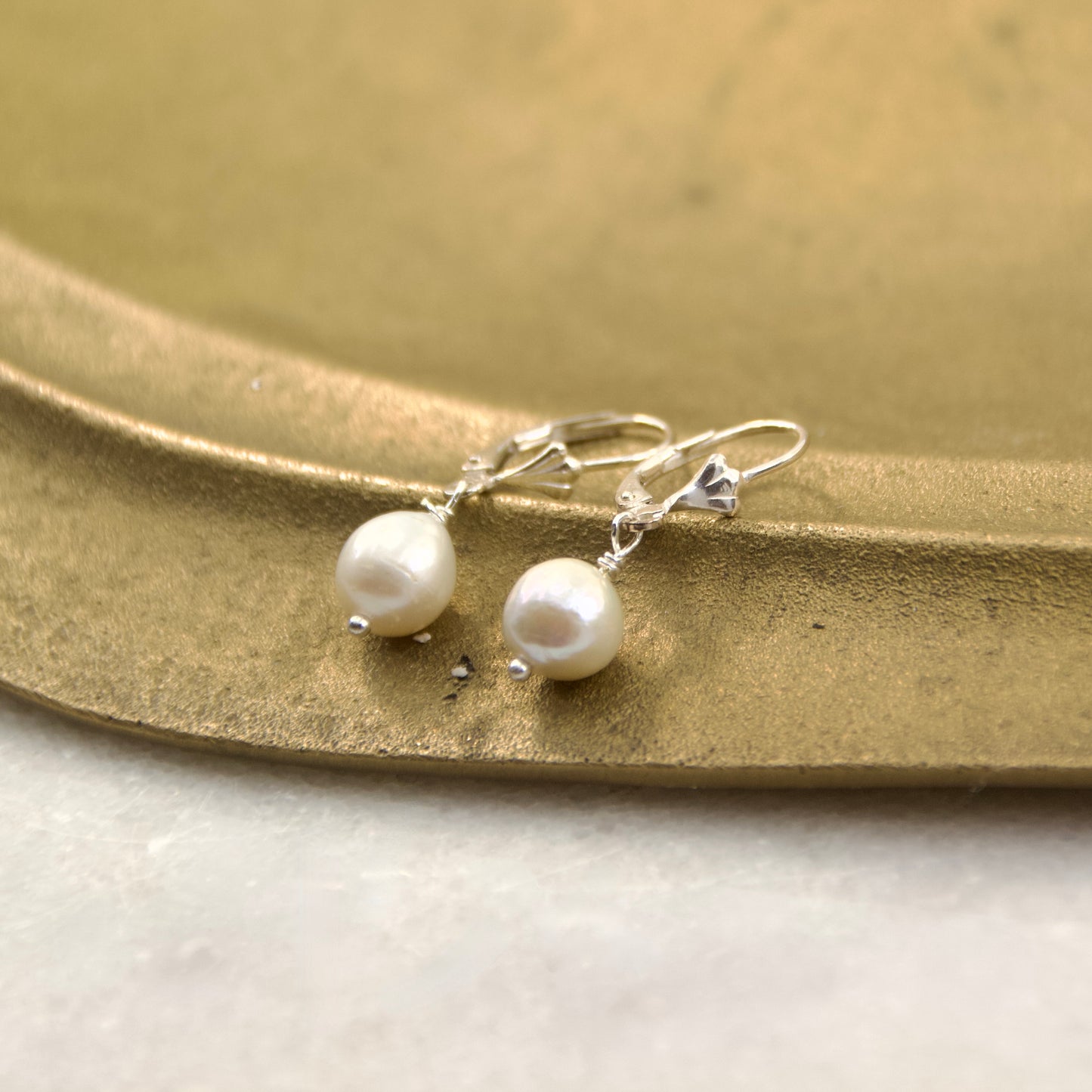 Fleur De Lis Small Baroque Pearl Earring