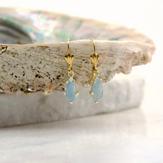Golden Age Fleur De Lis Tear Drop Earring
