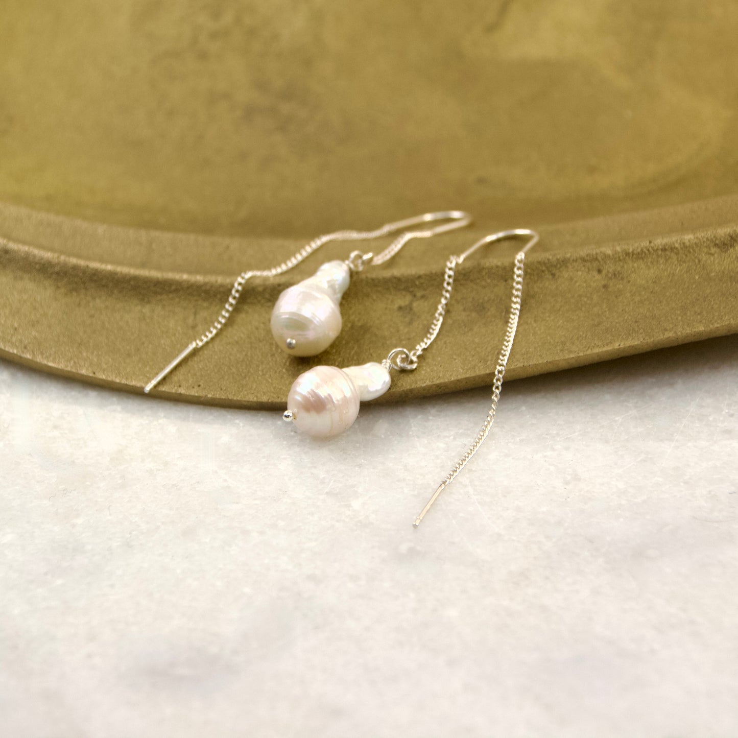 Baroque Freshwater Pearl Thread & Bar Earring