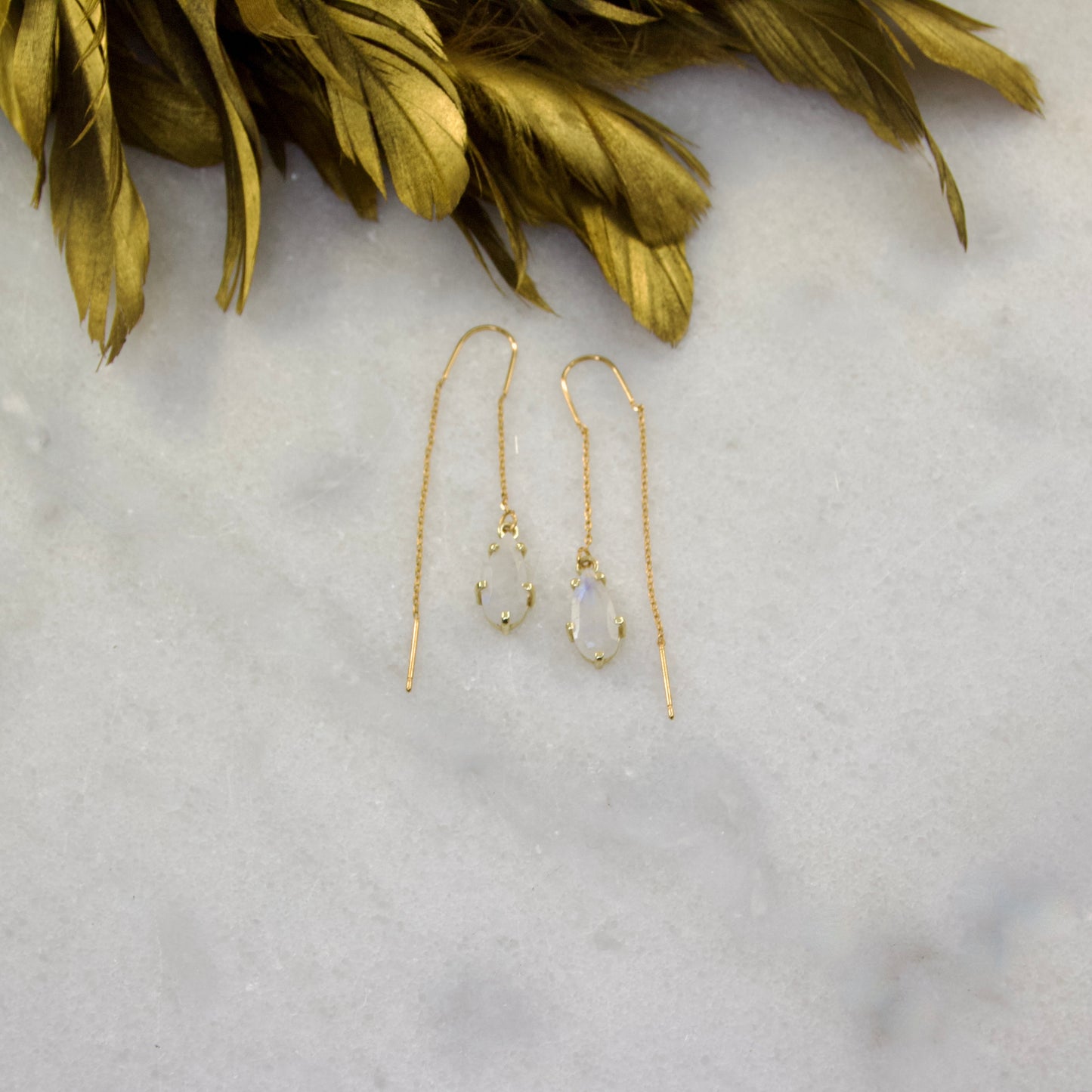 Golden Age Tear Drop Thread & Bar Earring