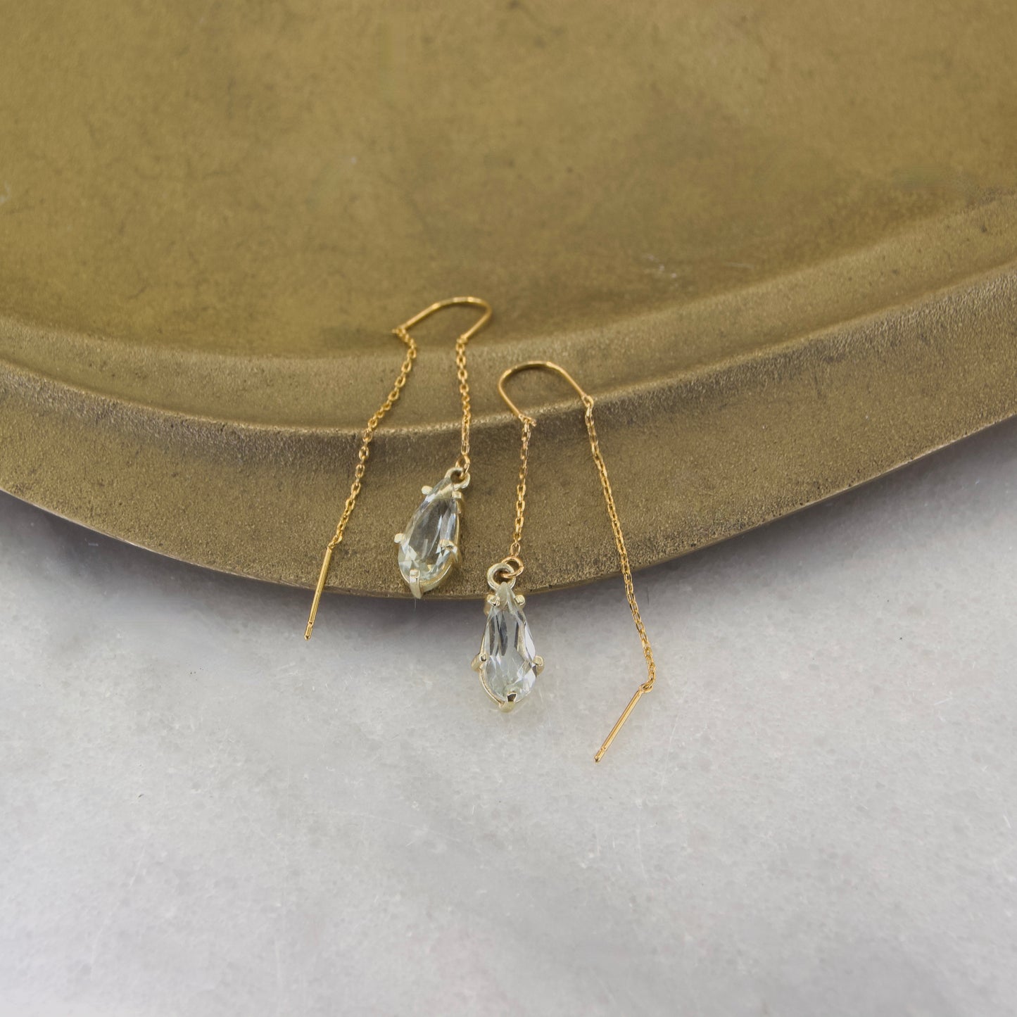 Golden Age Tear Drop Thread & Bar Earring