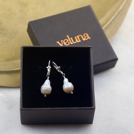 Fleur De Lis Baroque Freshwater Pearl Earring