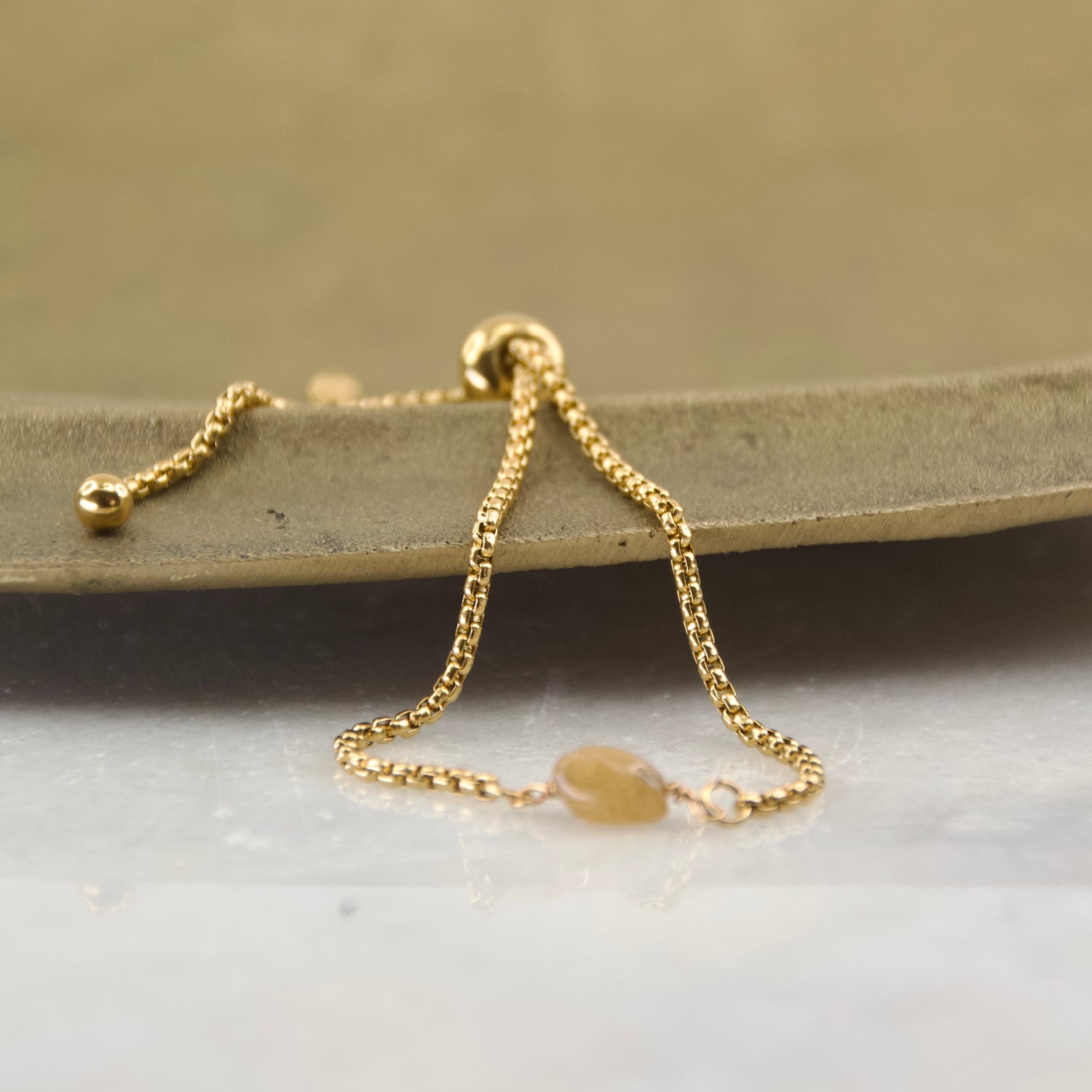 Gold Tourmaline Slider Stone Bracelet