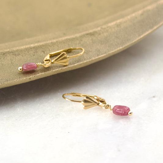 Tourmaline Stone Fleur Di Lys Earring