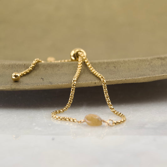 Gold Tourmaline Slider Stone Bracelet