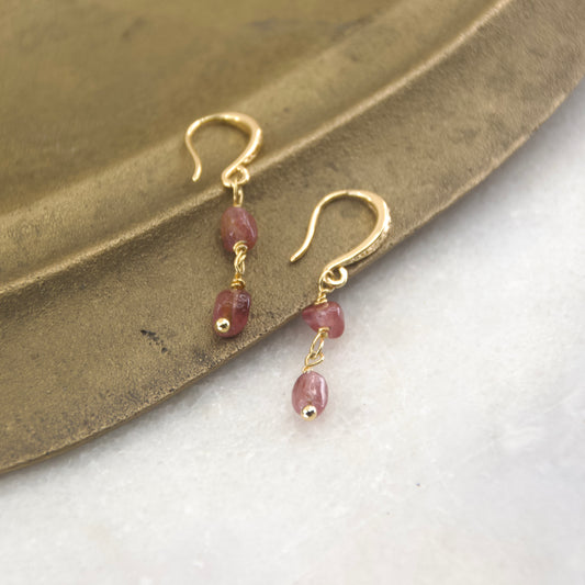 Pink Tourmaline Ornate Stone Earring