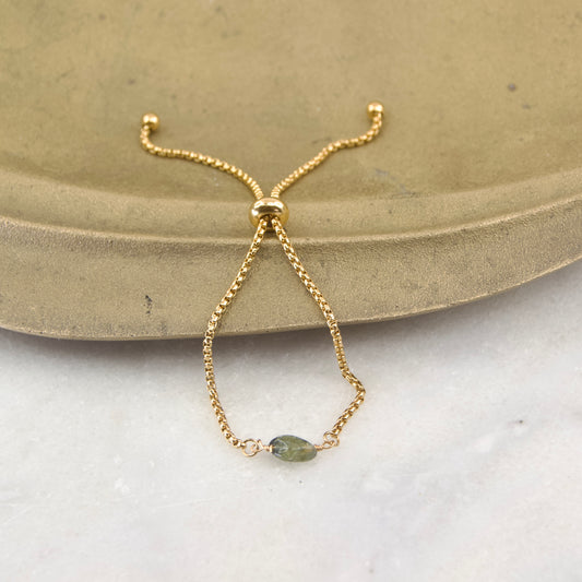Green Tourmaline Slider Stone Bracelet
