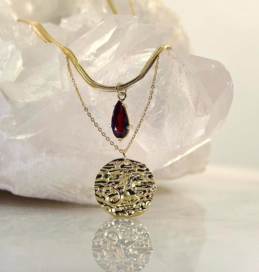 Golden Age Garnet Teared Pendant