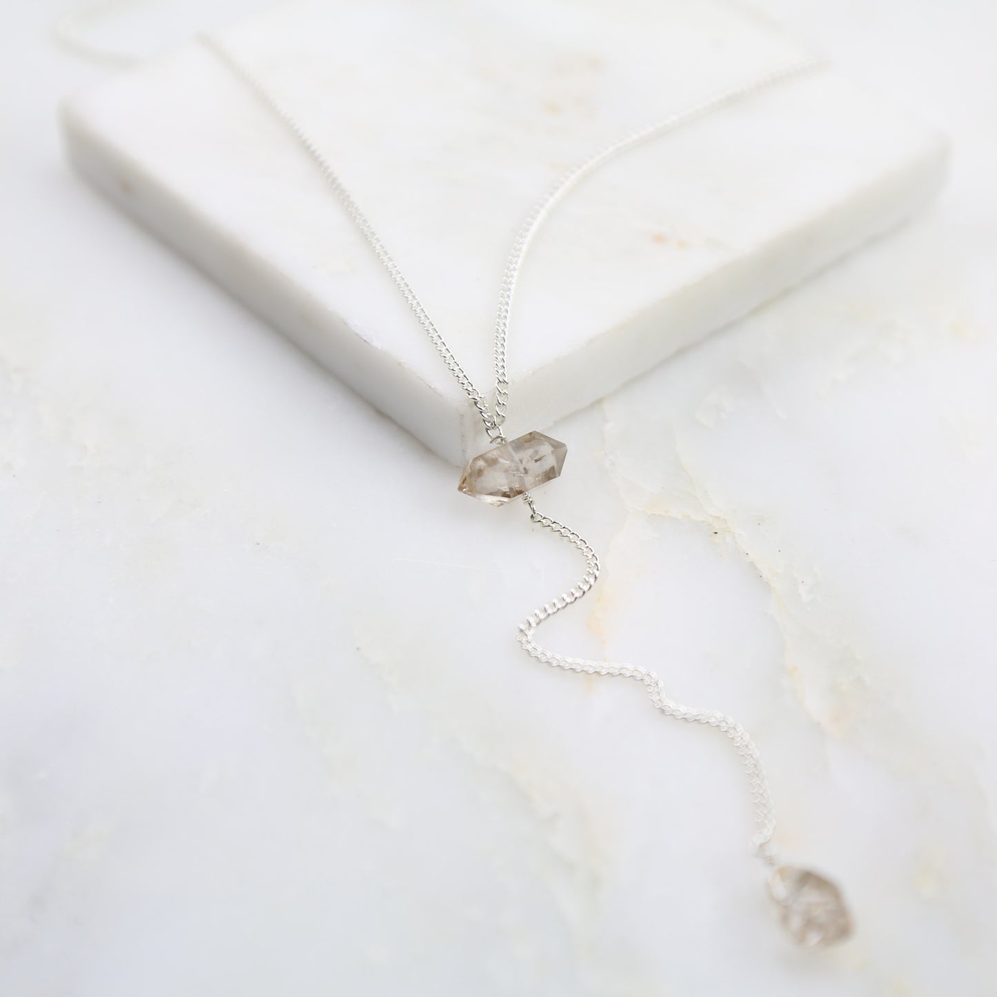 Portal of Light Herkimer Diamond Lariat Necklace