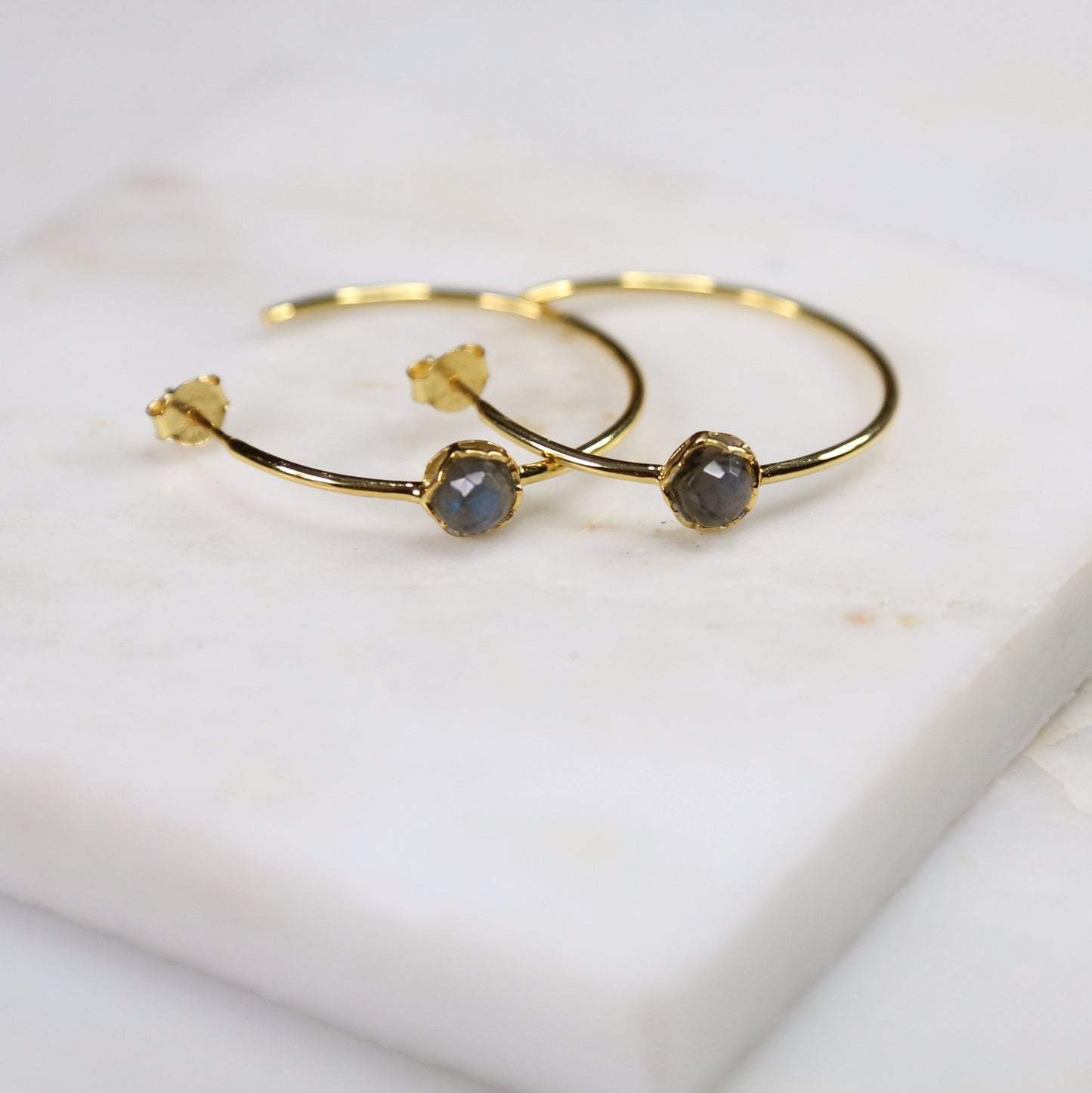 Fine Treasures Labradorite Hoop Earring