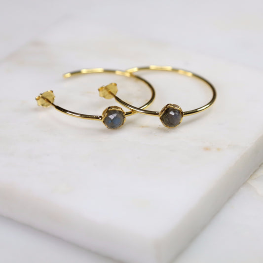 Fine Treasures Labradorite Hoop Earring