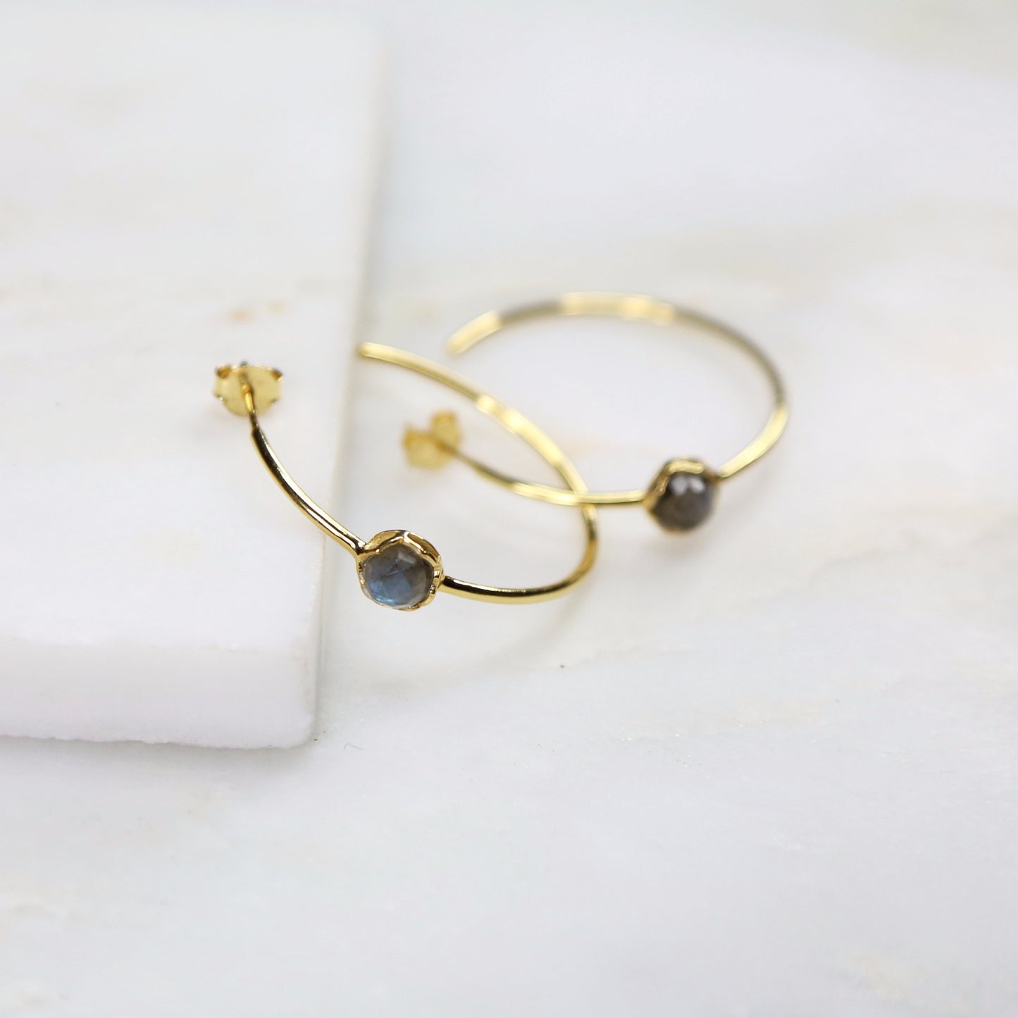 Fine Treasures Labradorite Hoop Earring