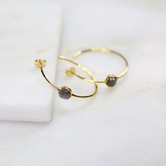 Fine Treasures Labradorite Hoop Earring