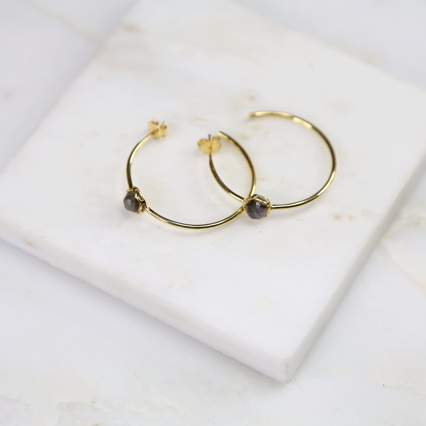 Fine Treasures Labradorite Hoop Earring