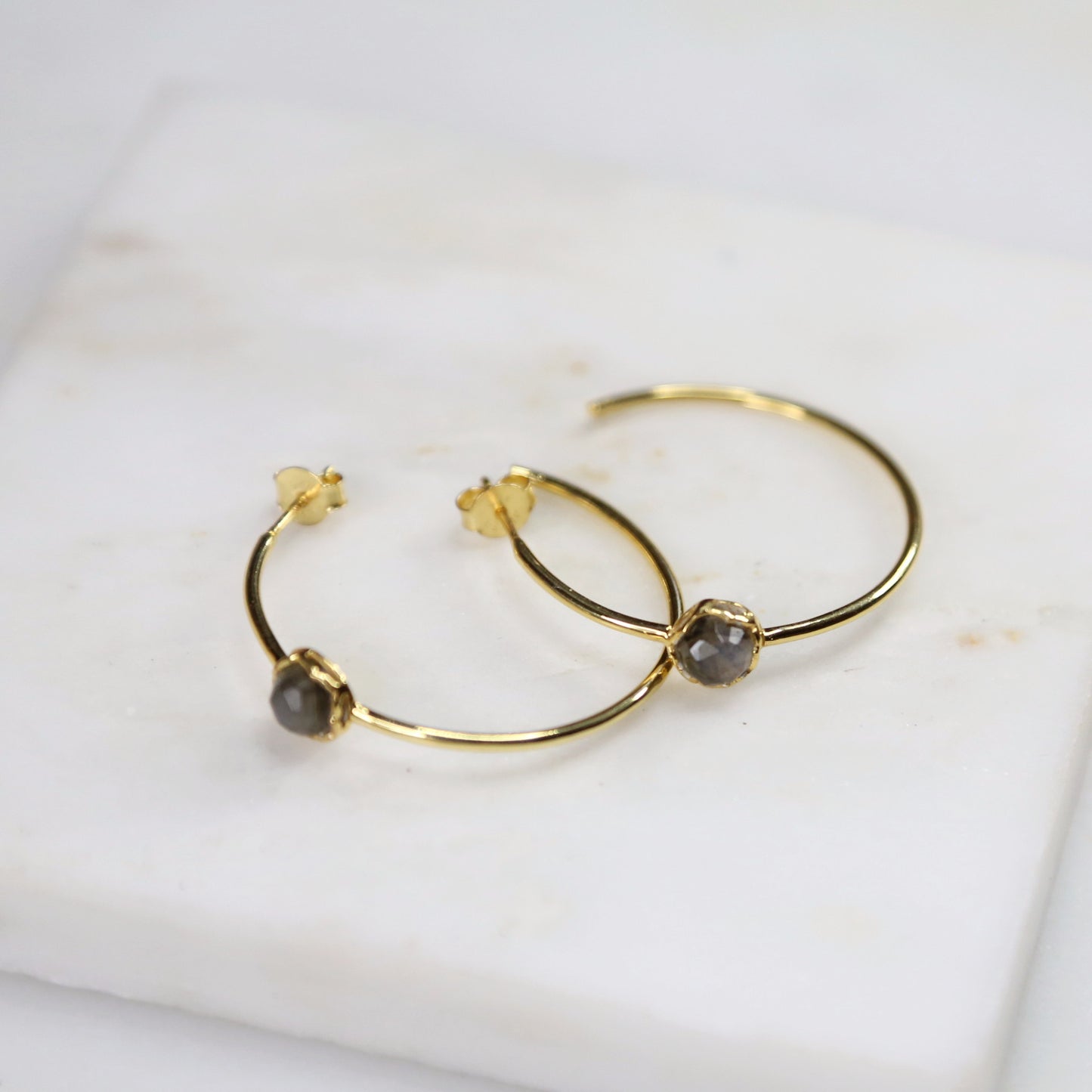 Fine Treasures Labradorite Hoop Earring