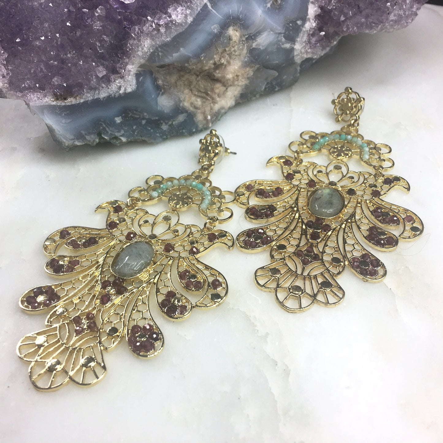 Aphrodite Goddess Gemstone Statement Earring