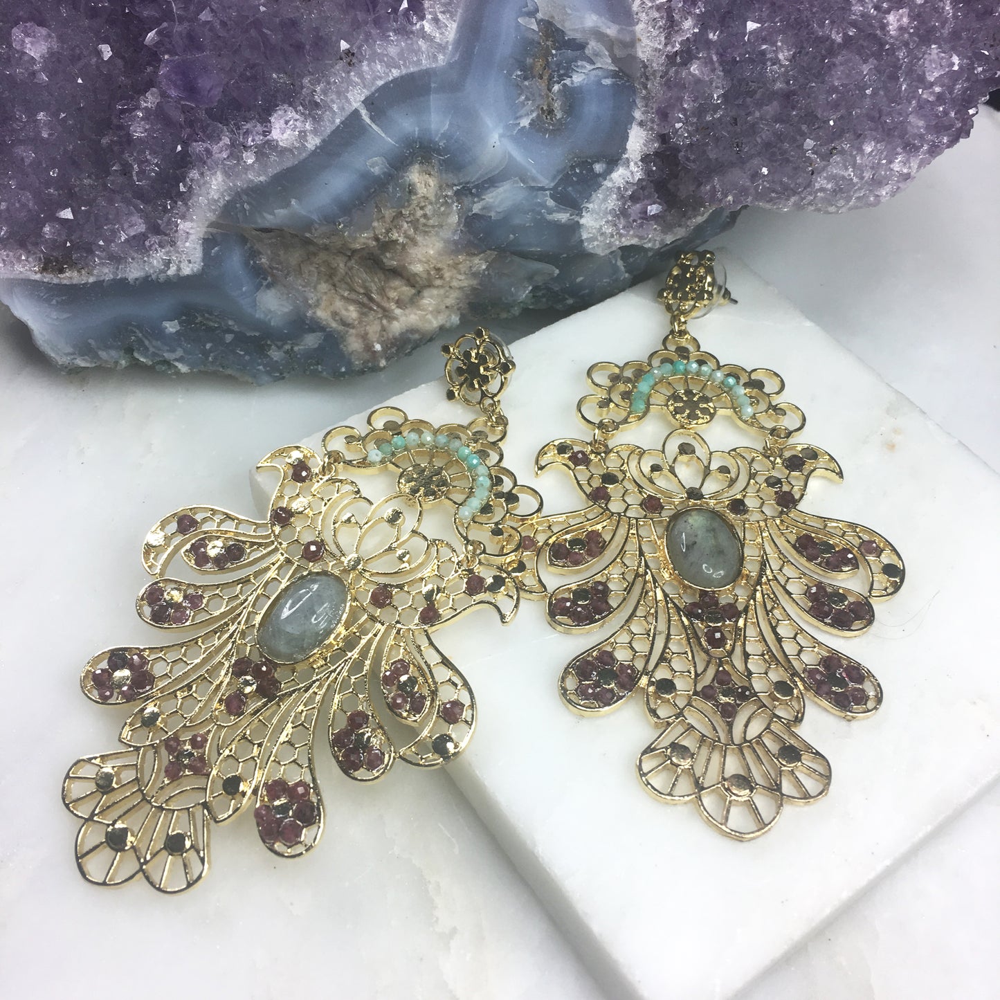 Aphrodite Goddess Gemstone Statement Earring