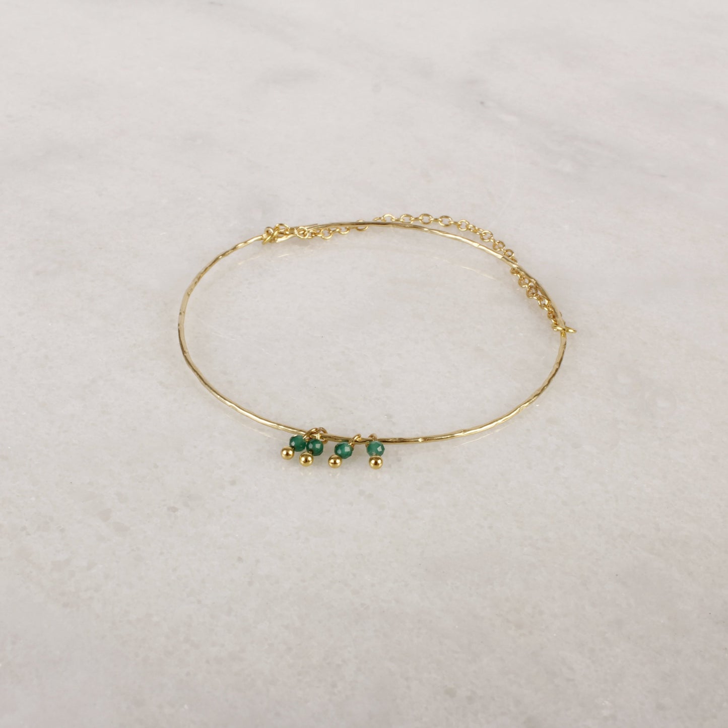 Razzle Dazzle Green Onyx Brass Bangle