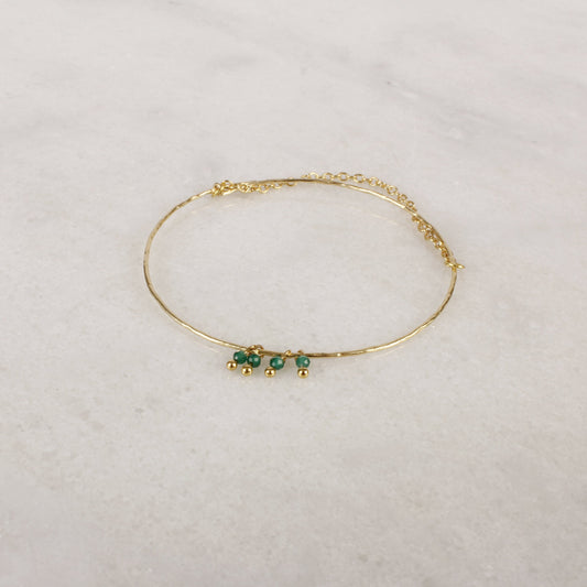 Razzle Dazzle Green Onyx Brass Bangle