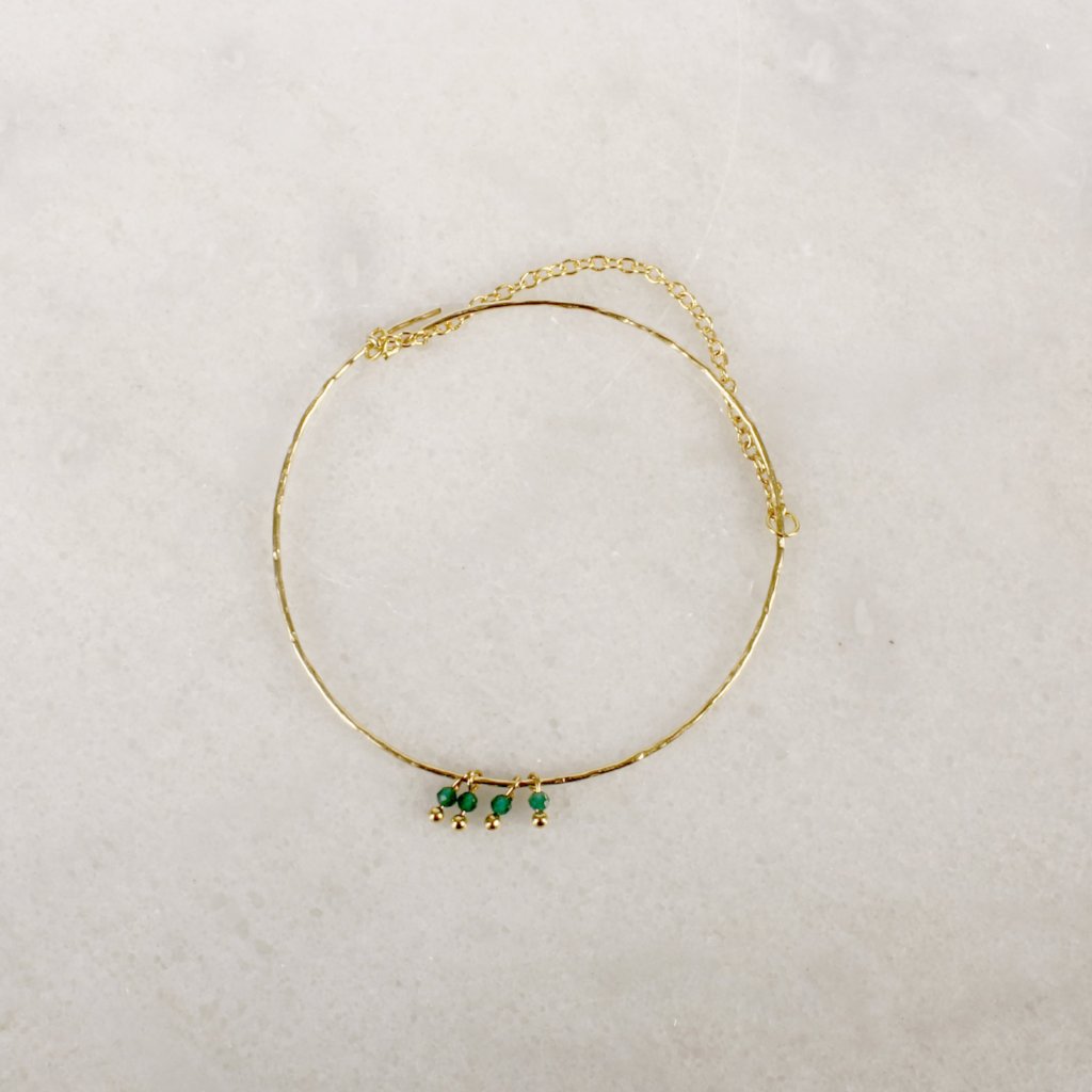 Razzle Dazzle Green Onyx Brass Bangle