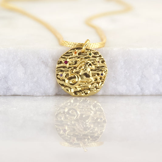 Capricorn Golden Age Zodiac Pendant