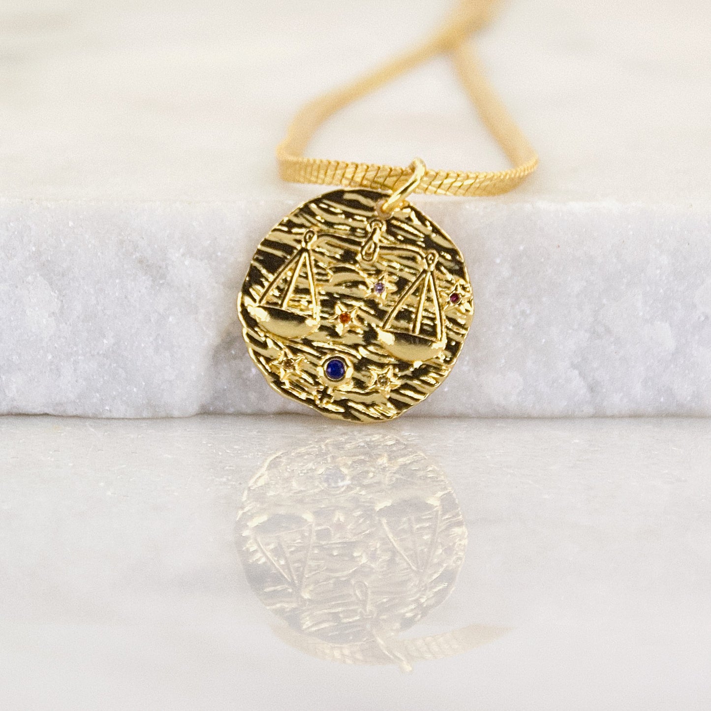 Libra Golden Age Zodiac Pendant