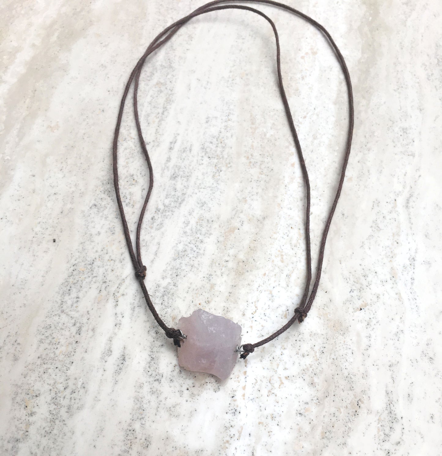 Love from a Stone Rose Quartz Corded Pendant