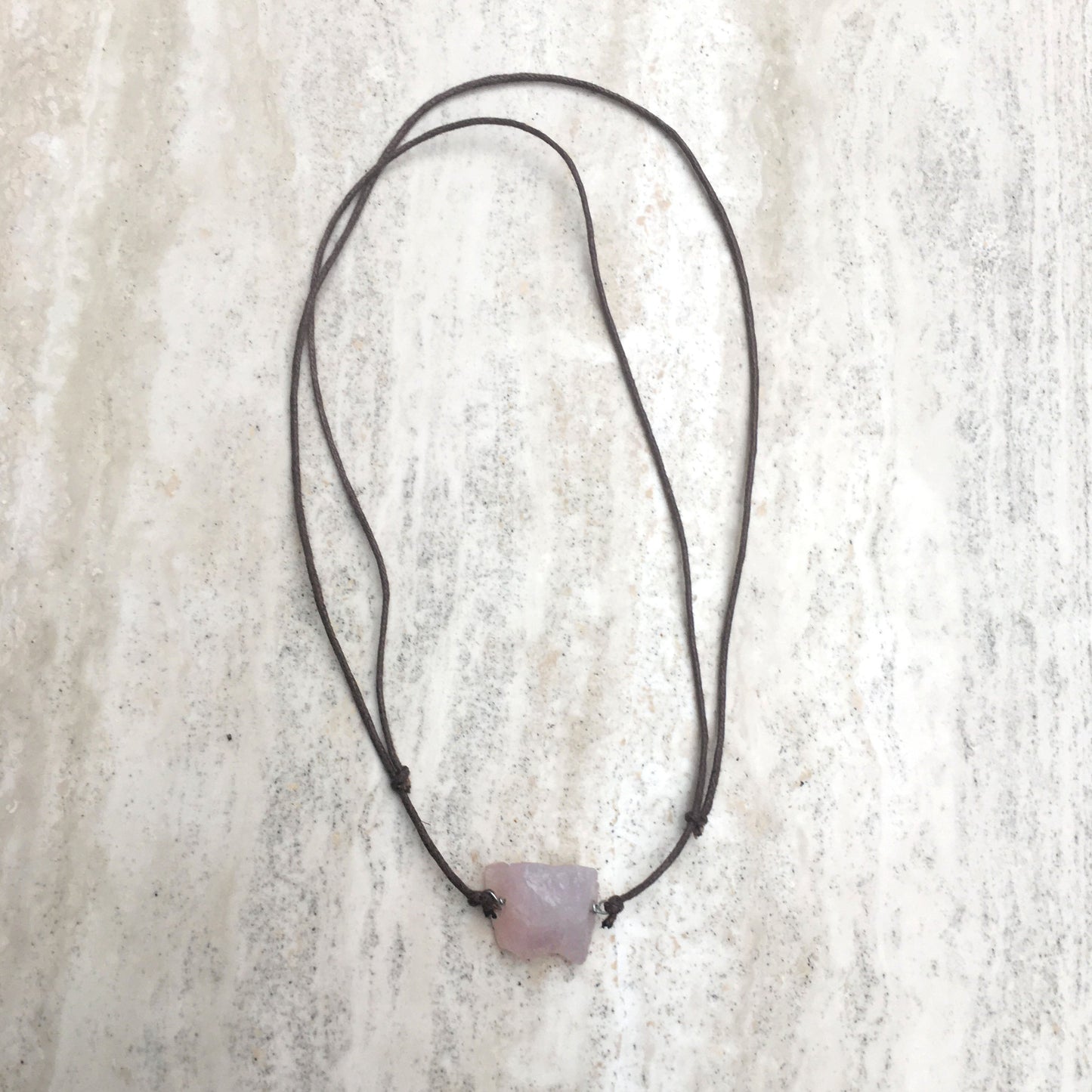 Love from a Stone Rose Quartz Corded Pendant