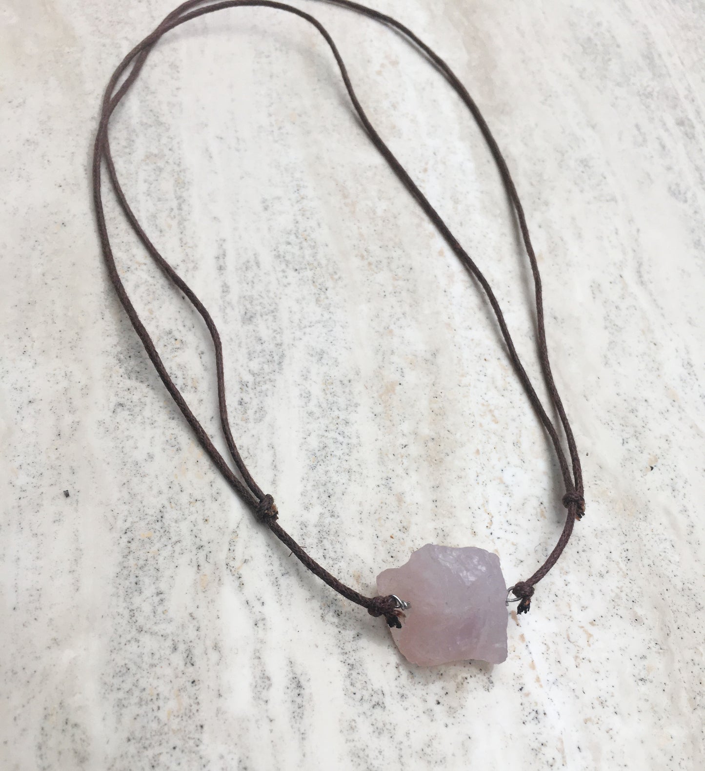 Love from a Stone Rose Quartz Corded Pendant