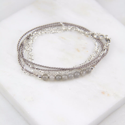 Illuminated Labradorite Chain & Thread Necklace