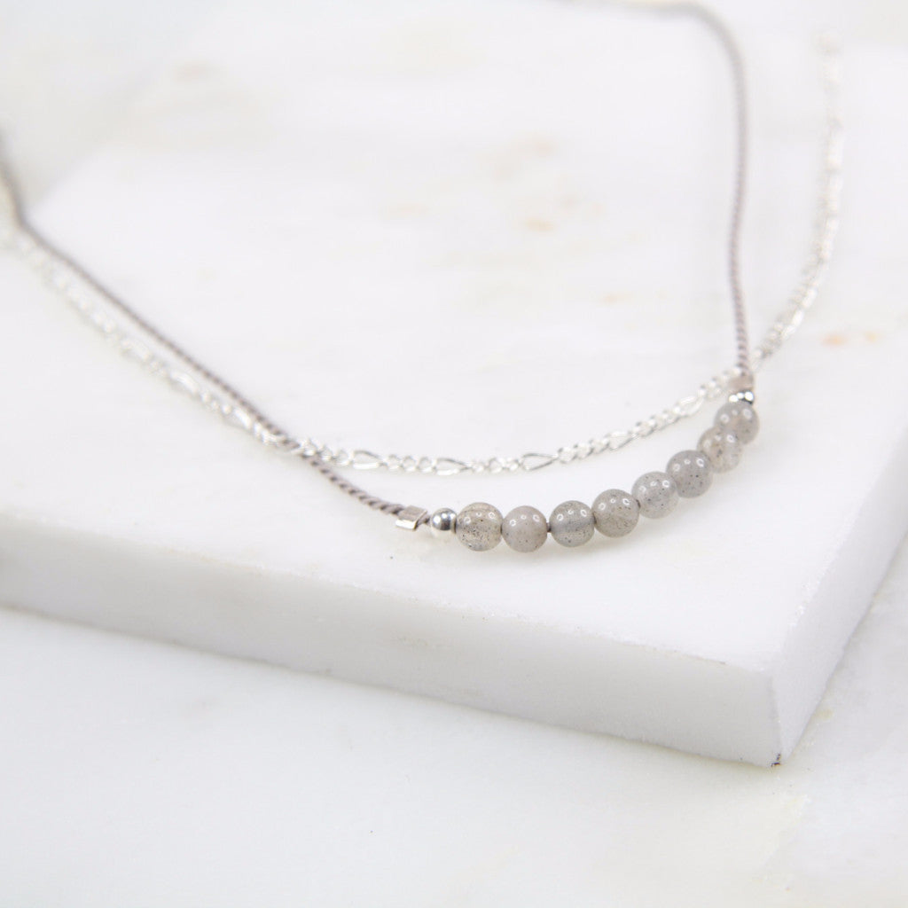 Illuminated Labradorite Chain & Thread Necklace