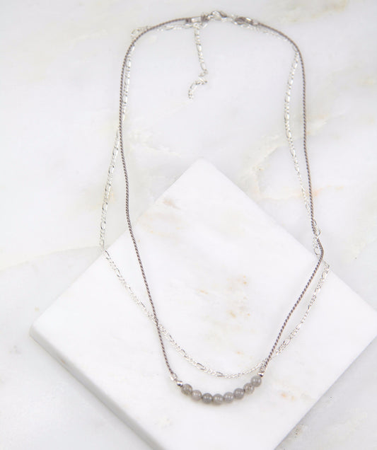 Illuminated Labradorite Chain & Thread Necklace