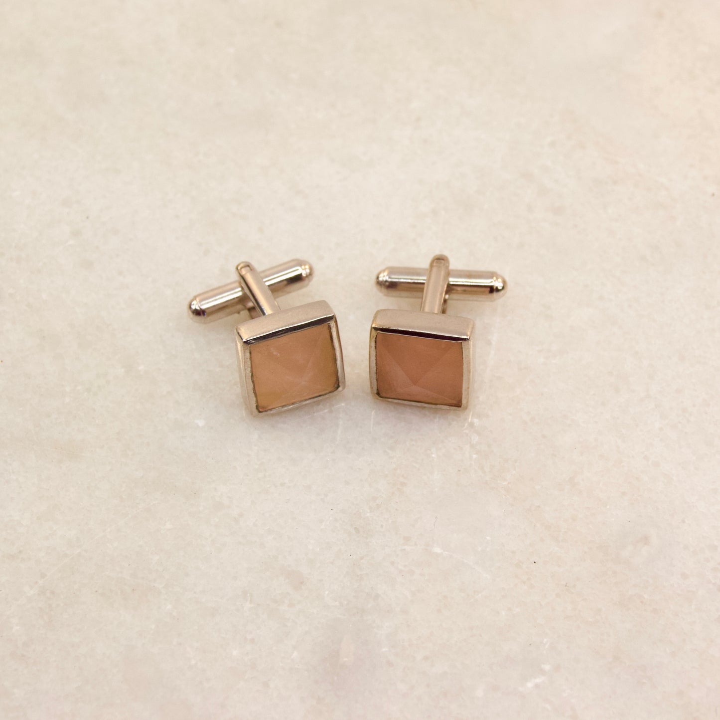 Dapper Rose Quartz Cuff Links