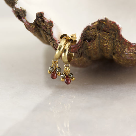 Golden Age Garnet Huggie Hoop