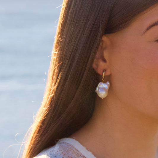 Empress of the Pearl Huggie Hoop